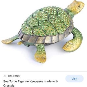 Sea Turtle Figurine Keepsake Made With Crystals